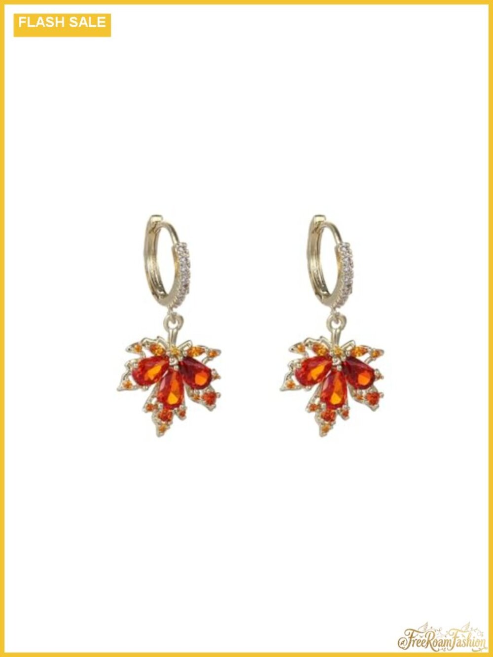 Rhinestone Crystal Drop Dangle Earrings 14k Gold Plated Brass Thanksgiving Fall